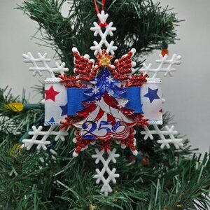 NWT OOAK United States 250th Anniversary Ornament Snowflake USA Patriotic Decor